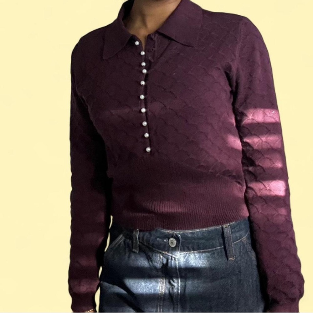 RIHOAS Women's Deep Purple Button Down Shirt